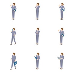 ビジネスマンのイラスト　アイソメ図全身