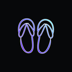 Beach Sandals Hand Drawn Outline blue gradient vector icon