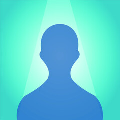 image of transparent person icon with light appearing from above