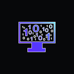 Binary Code Numbers On Monitor Screen blue gradient vector icon