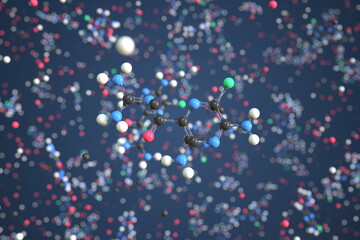 Amiloride molecule. Conceptual molecular model. Chemical 3d rendering