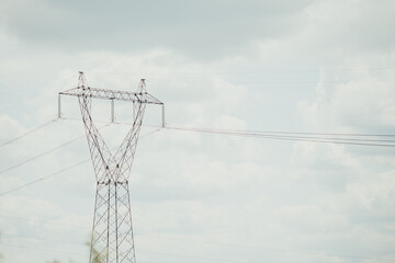 Power transmission line on a cloudy day