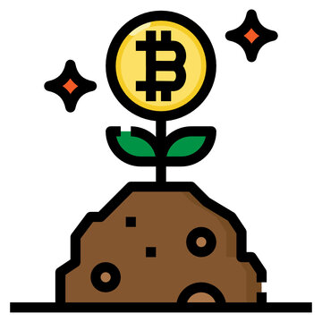 bitcoin growing from soil with stars clip art preview