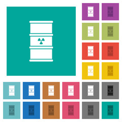 Radioactive waste square flat multi colored icons
