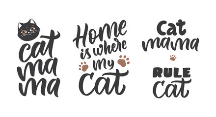 The black phrases is good for Cat day, holidays designs