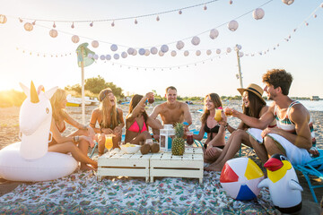 Friends having fun at the beach