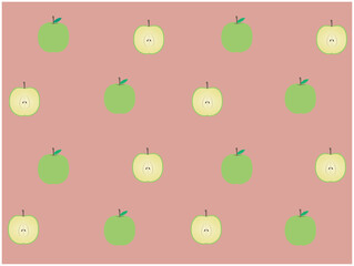 レトロな青リンゴの壁紙、背景ピンク
