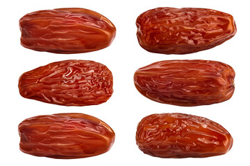 Dates isolated on white background. Top view. Flat lay, Set or collection