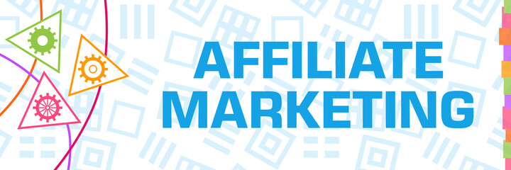 Affiliate Marketing Gears Colorful Curves Triangles Horizontal 