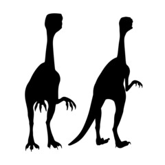 Black silhouette dinosaur isolated on white background