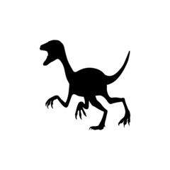 Black silhouette dinosaur isolated on white background