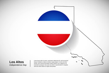 National day of Los Altos. Creative country flag of Los Altos with outline map illustration