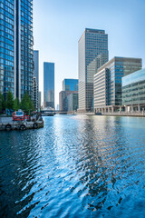 Obraz premium Buildings around South Dock in Dockland on the Isle of Dogs, London, UK