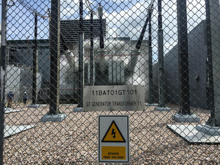 transformer label in power plant.