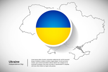 Independence day of Ukraine. Creative country flag of Ukraine with outline map illustration