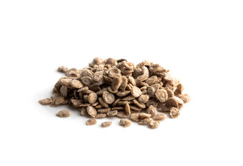 Pile of tomato seeds isolated on white ready to plant