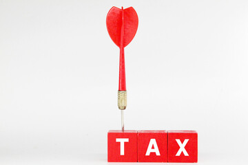 cubes and red arrows with the word Tax