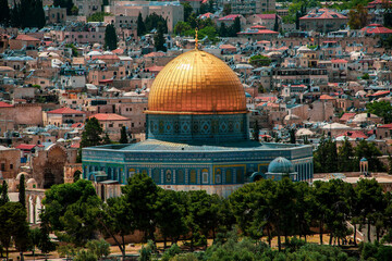 View of the Temple Mount with Dome of the Rock in Jerusalem