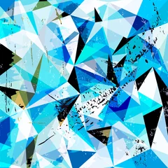 Poster abstract geometric background pattern, with triangles, paint strokes and splashes © Kirsten Hinte