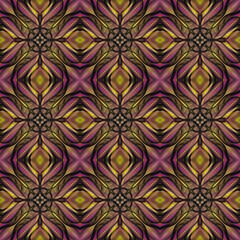 Seamless abstract geometric floral surface pattern in vivid colors repeating symmetrically. Use for fashion design, home decoration, wallpapers and gift packages.