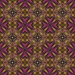 Seamless abstract geometric floral surface pattern in vivid colors repeating symmetrically. Use for fashion design, home decoration, wallpapers and gift packages.