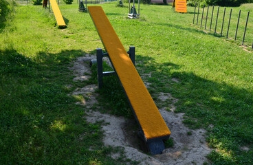 park for dogs. training ground for dogs. Tunnels and beams, obstacle courses of metal and plastic....