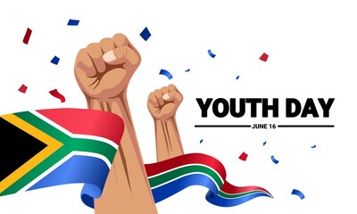 Vector illustration, Hands clenched with African flag, as banner, poster or template, Youth Day.