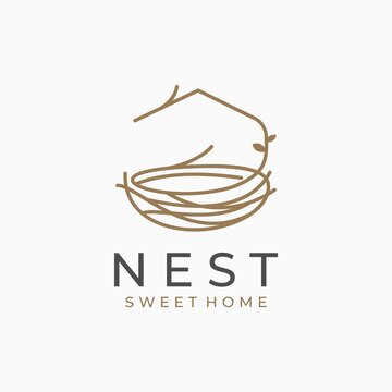 Nest logo design, Home vector template design