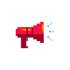 Obraz premium Audio speaker volume. Sound icon. Pixel art style. 8-bit. Design mobile apps. Isolated abstract vector illustration. 