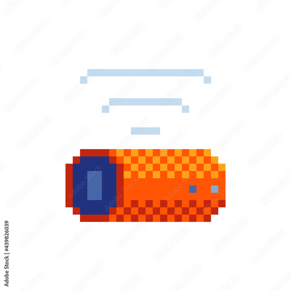 Poster speaker portable and stereo sound. pixel art style. bluetooth wireless speaker connect smartphone pl