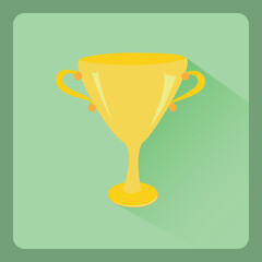 Modern golden trophy flat icon with shadow effect,vector design