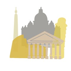 Italy building colorful silhouette.  The most popular building Silhouette in the county. Constructions everybody knows. The illustration is good for advertising and marketing purposes, travel brochure