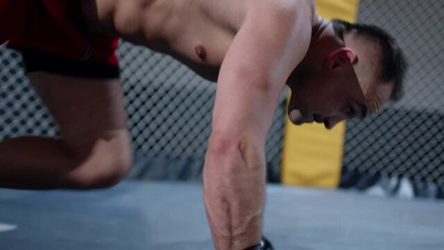 Knock out fainting fighter in the flight. Fighter stands up immediately to continue.