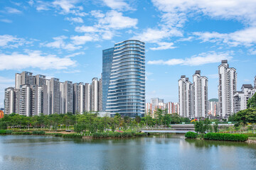 Fototapeta na wymiar Cityscape of Nansha Free Trade Zone, Guangzhou, China