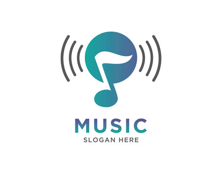 music note logo vector creative design template