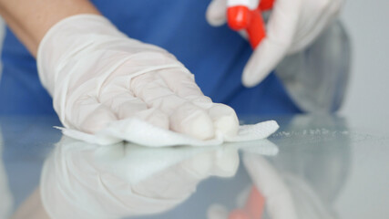 Cleaning Surface, Disinfecting in Coronavirus Pandemic Outbreak, Disinfectant in Hospitals for...