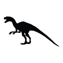 Black silhouette dinosaur isolated on white background