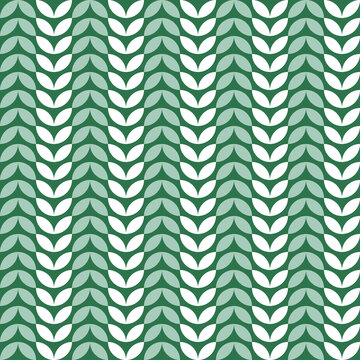 Pattern seamless leaves shevron geometry in retro style. Vintage floral background. Simple vector illustration. Summer decorative print. Geometric art. Graphic color.