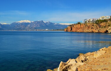 view of the mediterranean sea in Antalya in Turkey