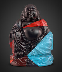 Abstract Colorful Geometrical Buddha Poster,Abstract Graphical Painting Art,Modern Conceptual Art,Synthwave Aesthetic Vaporwave Buddha Poster Print,3D Rendering,3D Illustration