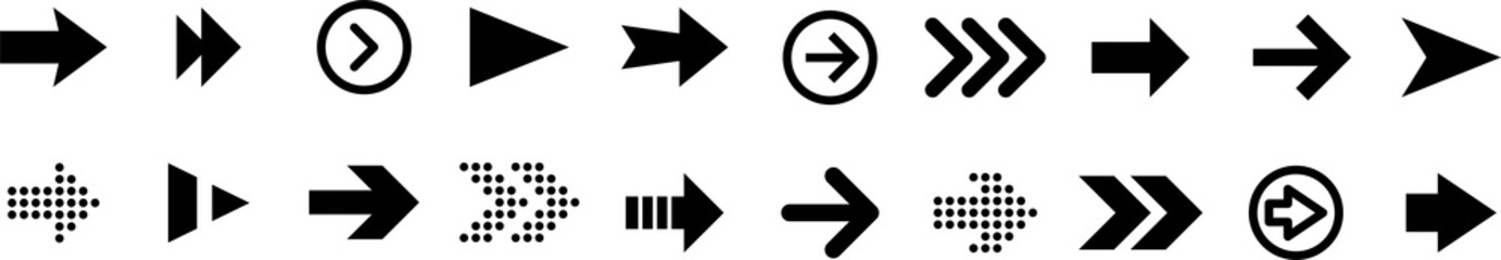 arrow icon set. Arrow icons collection. Arrow vector set design. Cursor. Arrows isolated on white background.	