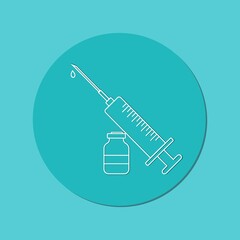 Vaccination campaign clipart with syringe and vaccine bottle. Symbol for anti-Covid immunization for fighting coronavirus pandemic and public health protection measures across the world. herd immunity