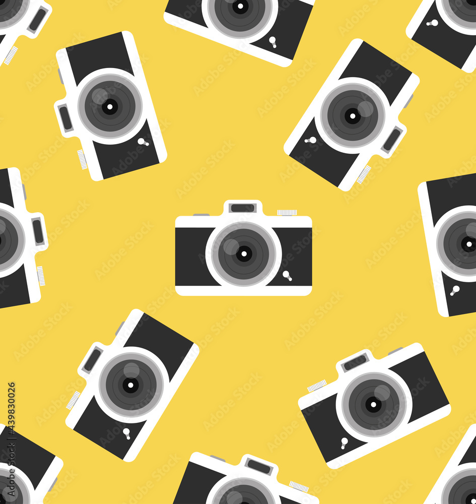 Wall mural vintage camera flat seamless pattern