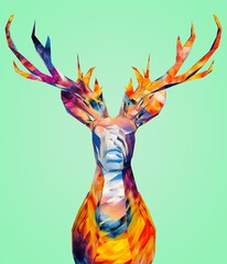 Low Poly Deer.3D Rendering,3D Illustration