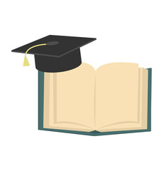 Graduation Cap with Book vector