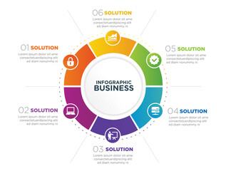 Vector infographic with 6 processes