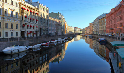 Moika River in St. Petersburg at dawn
