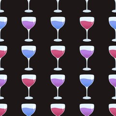 pattern with glasses with wine