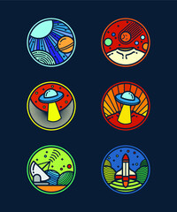 PACK OF GALAXY AND SPACE FLAT DESIGN