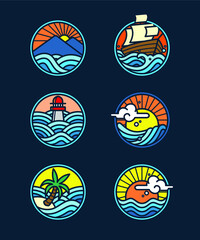 PACK OF SEA IN SUMMER FLAT DESIGN